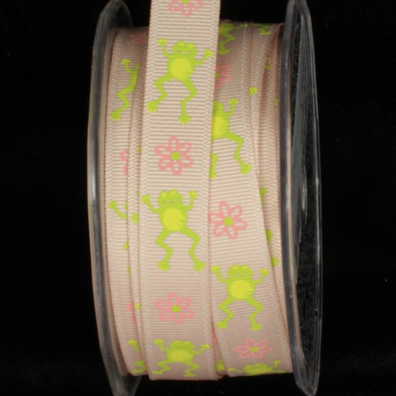 The Ribbon People Ivory and Green Frog Wired Craft Ribbon 0.5" x 54 Yards